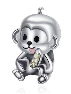 🐵 Cute Monkey Charm Silver Tone European Bracelet Charm-NEW